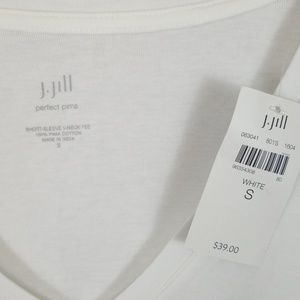 J. Jill Perfect Pima Short Sleeve Vneck White Smal